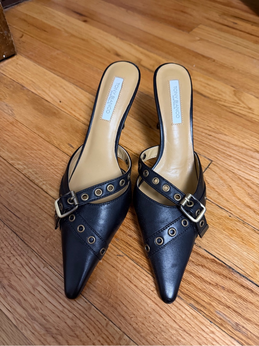 Tony Bianco Australia Savoir Black Leather Pointed Mule Pump NWT 7.5